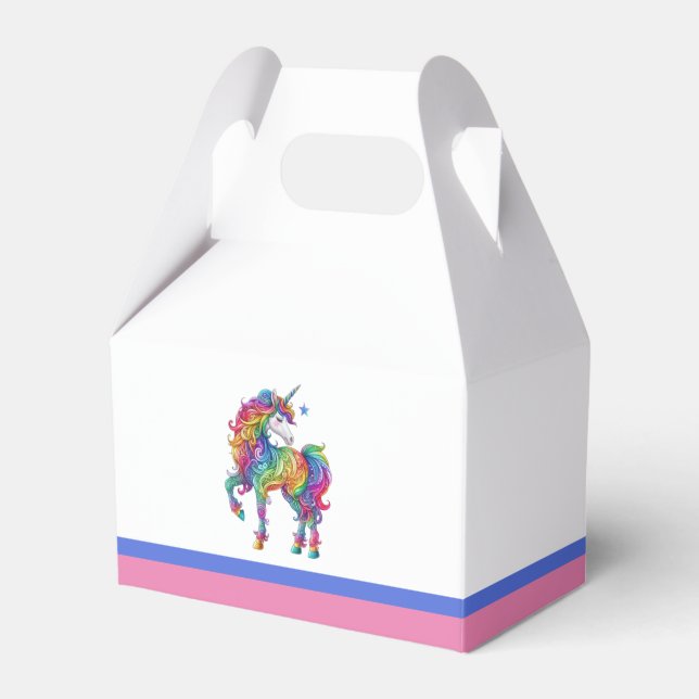 Colourful rainbow magical unicorn favor box (Front Side)