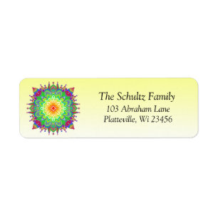 Colourful Rainbow Mandala Zen  Label