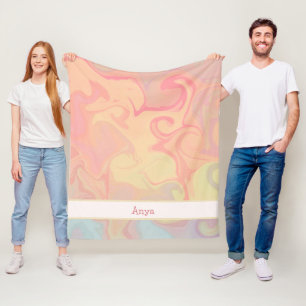 Colourful Rainbow Marble Swirl Abstract Inspirivit Fleece Blanket