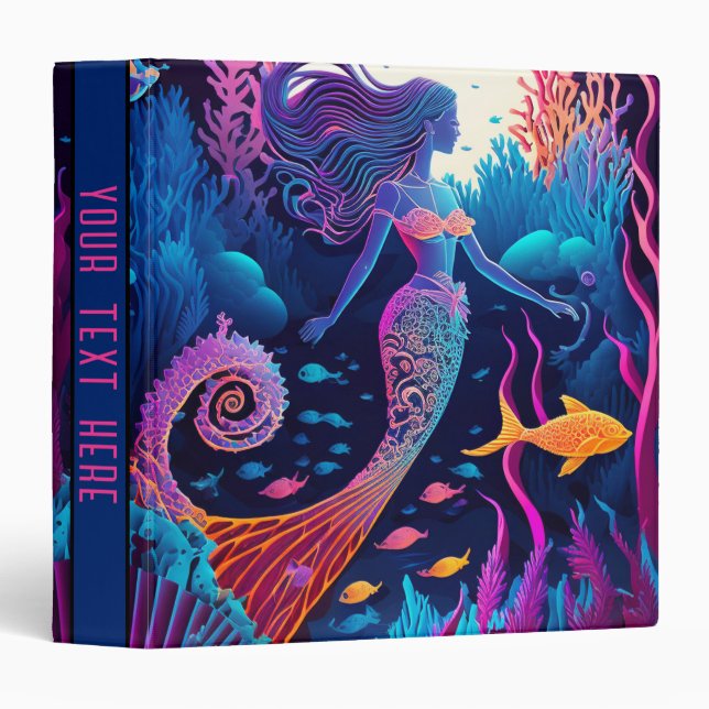 Colourful Rainbow Mermaid Fantasy Binder (Front/Spine)