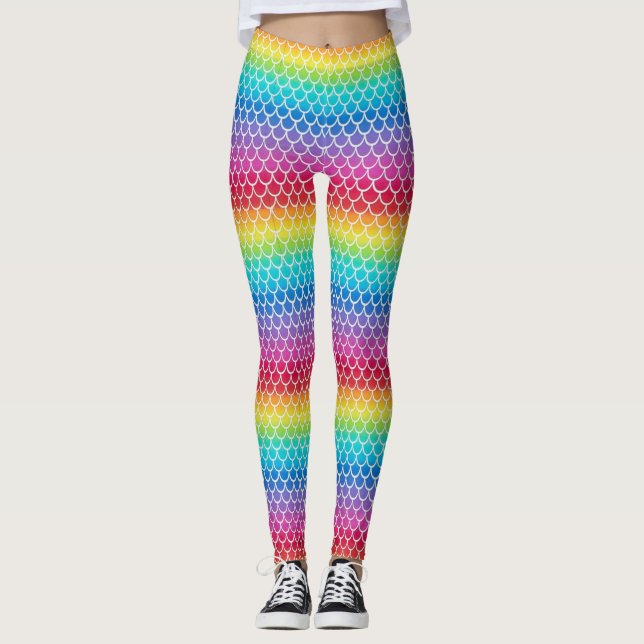 Colourful Rainbow Mermaid scales    Leggings (Front)
