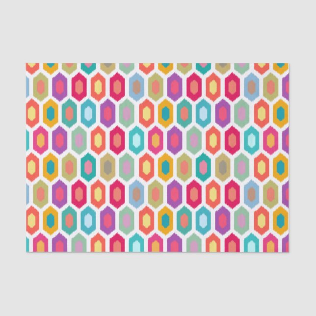 Colourful Rainbow Modern Ikat Pattern Tissue Paper (Front)