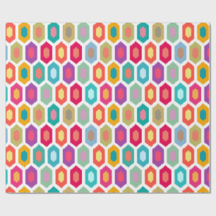 Colourful Rainbow Modern Ikat Tribal Pattern Wrapping Paper
