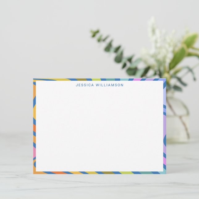 Colourful Rainbow Modern Personalized Stationery Card (Standing Front)