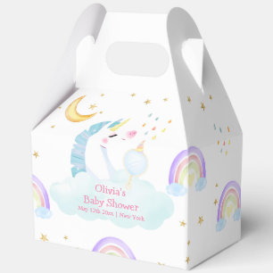 Colourful Rainbow Moon Star Unicorn Baby Shower Favor Box