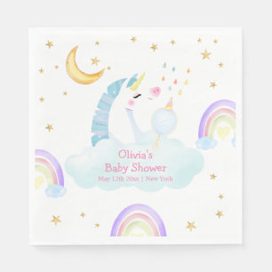 Colourful Rainbow Moon Star Unicorn Baby Shower Napkin