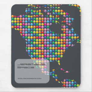 Colourful Rainbow Mosaic Dots America Map Modern Mouse Pad