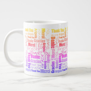 Colourful Rainbow Multilingual Thank You Word Clou Large Coffee Mug