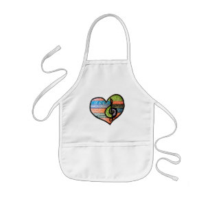 Colourful Rainbow Music Heart Customizable Kids Apron