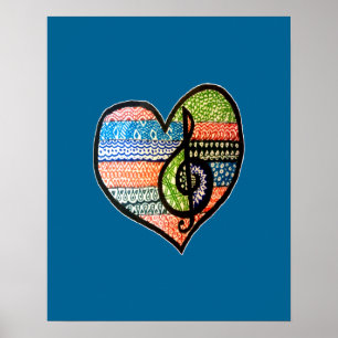 Colourful Rainbow Music Heart Customizable Poster