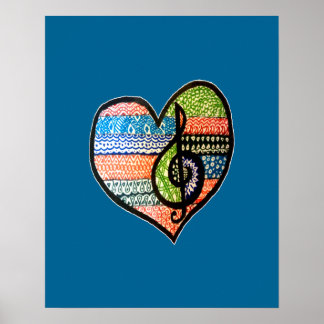 Colourful Rainbow Music Heart Customizable Poster