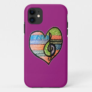 Colourful Rainbow Music Heart Doodle Personalized iPhone 11 Case