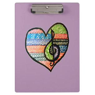 Colourful Rainbow Music Heart Doodle Personalized Clipboard