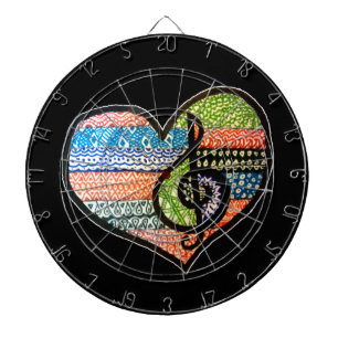 Colourful Rainbow Music Heart Doodle Personalized Dartboard