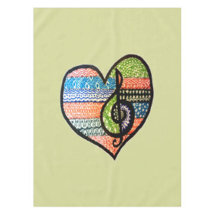 Colourful Rainbow Music Heart Doodle Personalized Tablecloth