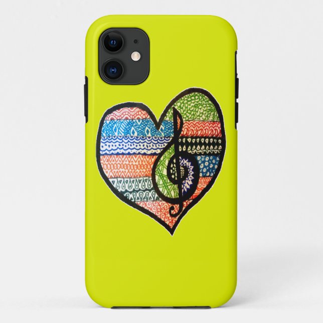 Colourful Rainbow Music Heart Personalized Case-Mate iPhone Case (Back)
