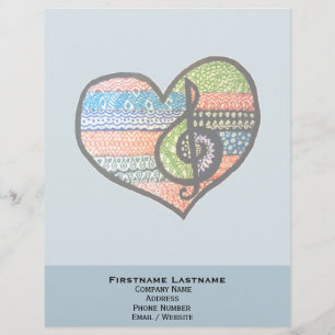 Colourful Rainbow Music Heart Personalized Letterhead