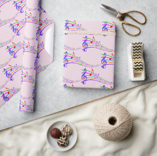 Colourful Rainbow Musical Notes Wrapping Paper