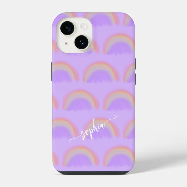 Colourful rainbow name script personalized iPhone case (Back)