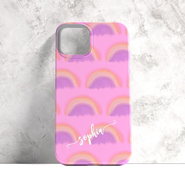 Colourful rainbow name script personalized iPhone case (Creator Uploaded)