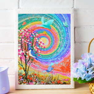 Colourful Rainbow Nature Wildflowers. Poster