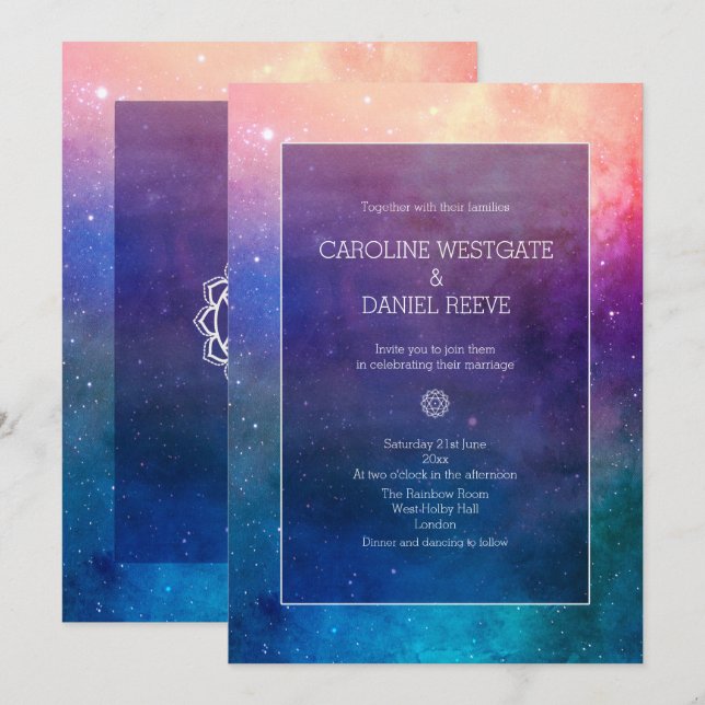 Colourful Rainbow Nebula Wedding Invitation (Front/Back)