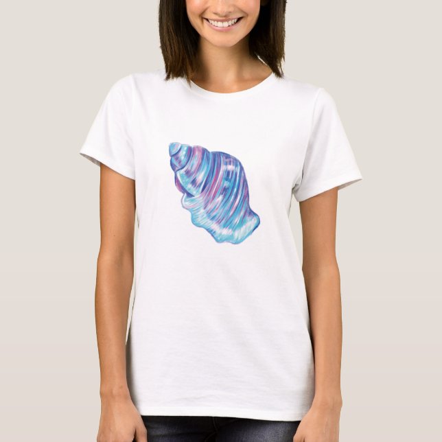 Colourful rainbow ocean seashell illustration T-Shirt (Front)