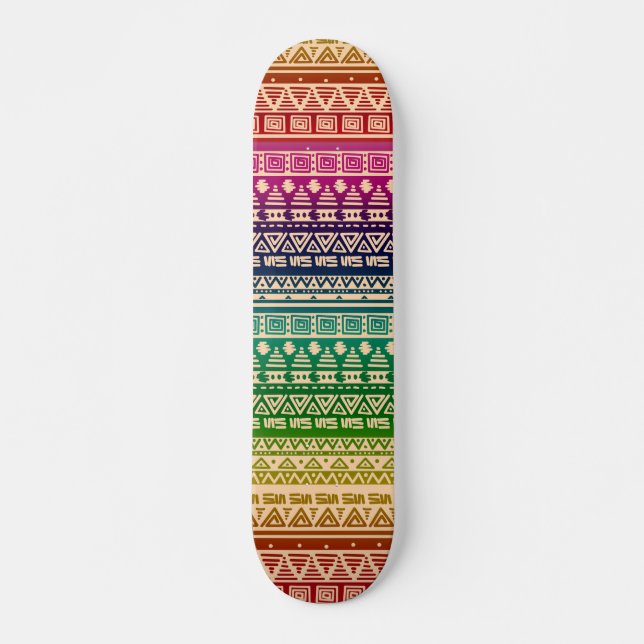 Colourful rainbow ornament  skateboard (Front)