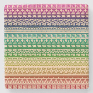 Colourful rainbow ornament stone coaster