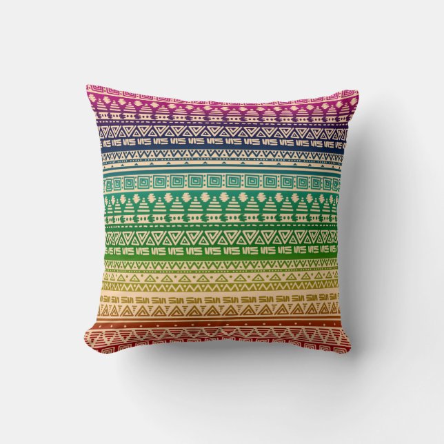 Colourful rainbow ornament throw pillow (Front)