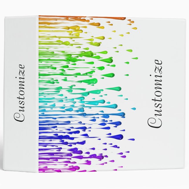 Colourful Rainbow Paint Drips Binder (Front/Spine)