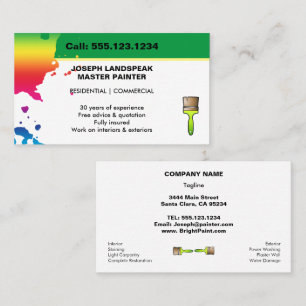 Colourful Rainbow Paint Drips Master Painter Business Card