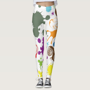 Colourful Rainbow Paint Splatter Art Leggings