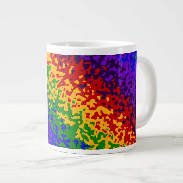 Colourful Rainbow Paint Splatters Abstract Art Large Coffee Mug (Front Right)