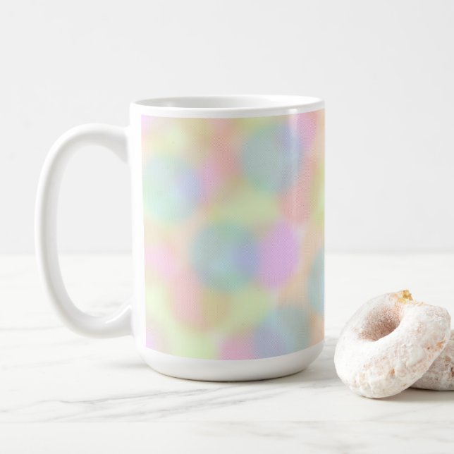 Colourful Rainbow pastel Geometric Circle Pattern Coffee Mug (With Donut)