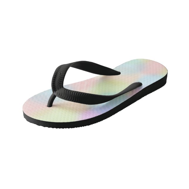 Colourful Rainbow pastel Geometric Circle Pattern Kid's Flip Flops (Angled)