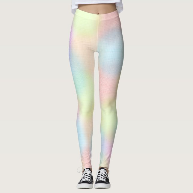 Colourful Rainbow pastel Geometric Circle Pattern Leggings (Front)
