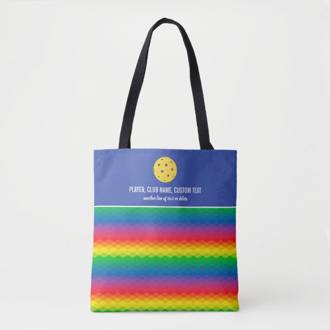 Colourful Rainbow Pattern Custom Pickleball Paddle Tote Bag (Front)