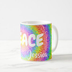 Colourful Rainbow Peace Personalized Coffee Mug