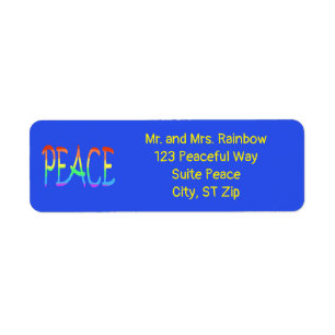 Colourful Rainbow Peace Word Address Labels