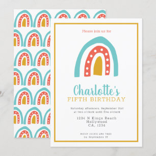 Colourful Rainbow Personalized Birthday Party Invitation