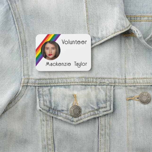 Colourful Rainbow Personalized Photo Name Tag (In Situ)