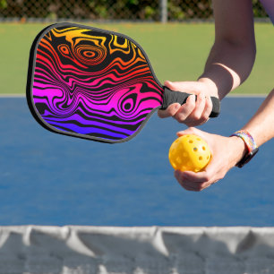 Colourful Rainbow Pickleball Paddle Abstract Waves