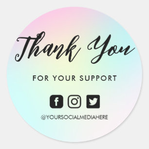 Colourful Rainbow Pink Blue Classic Round Sticker