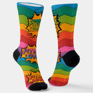 Colourful Rainbow Pitbull Dog Socks