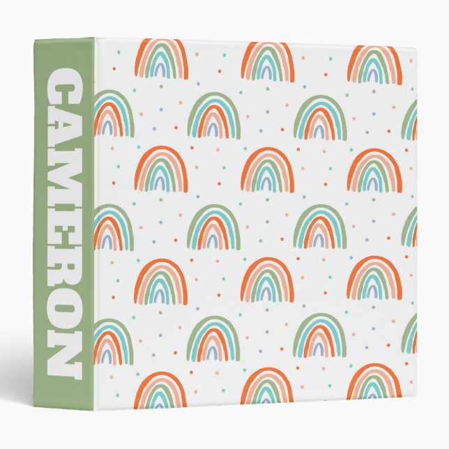 Colourful Rainbow Polka Dot Pattern Binder (Front/Spine)