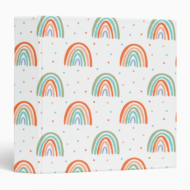 Colourful Rainbow Polka Dot Pattern Binder (Front/Spine)