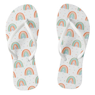 Colourful Rainbow Polka Dot Pattern Flip Flops
