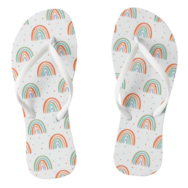 Colourful Rainbow Polka Dot Pattern Flip Flops (Footbed)