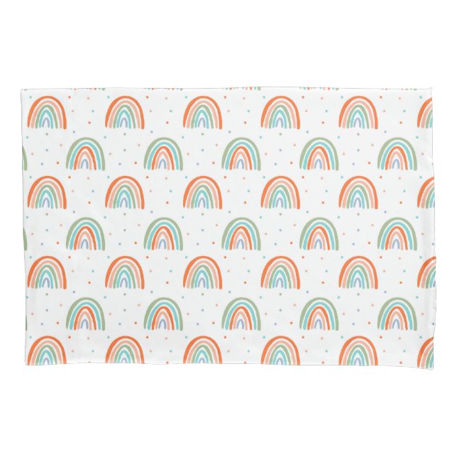 Colourful Rainbow Polka Dot Pattern Pillowcase (Front)